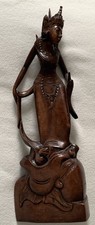 LACQUERED CARVED ROSEWOOD BALINESE APSARA CELESTIAL DANCER GODDESS. 1950s picture