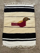 Vintage Southwestern or Mexican Textile Small Rug Wall Tapestry w/ Bird 2 picture