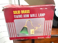 Vintage Solid Brass Swing Arm Wall Lamp With Dark Green Glass Shade picture