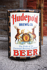 HUDEPOHL Beer Bar Sign Cincinnati Brewery Stag Deer japanned frame Vintage NICE picture
