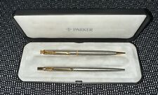 Vintage Parker Arrow Classic Ballpoint Pen & Pencil Stainless Steel Set picture