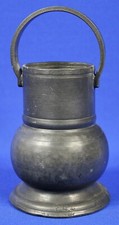 Rare Vintage France Etain Fait Main Pewter Pail/Basket Vase 6.5