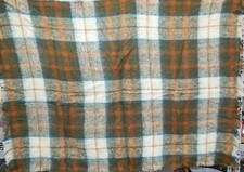 Scotland Edinburgh Woollen Mill Vintage Fringed Wool Plaid Blanket Throw 65x47 picture