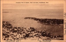 Vintage Postcard Aerial View Harbor Neck & Races Marblehead   MA picture