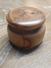 Gorgeous Small Hand Carved Wooden Lidded Bowl Trinket Dish picture