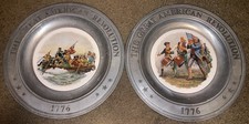 Set of 2 Vintage 1976 Canton Ohio Pewter Great American Revolution Plates picture