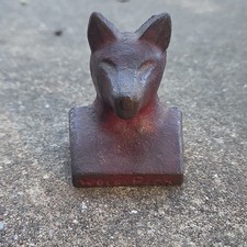 Antique CAST IRON Paperweight WOLF PACK Wolf Head Small Size Metal Paper Weight picture