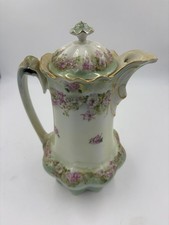 Antique Moritz Zdekauer (MZ) Austria Porcelain Chocolate 10” Pot BEAUTIFUL picture