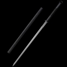 Su Two‑Handed Jian Manganese Steel Blade Iron Fittings PC‑Leather Scabbard Sword picture