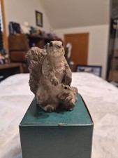 Vintage Stone Critters Squirrel and Baby Figurine SC-617 United Design Hand... picture