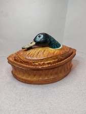 Vintage Pillivuyt France Porcelain Mallard Duck Pâté Tureen Cookware Size 3 picture