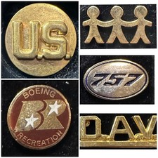 Five (5) Vintage Lapel Pins - Descriptions Below picture