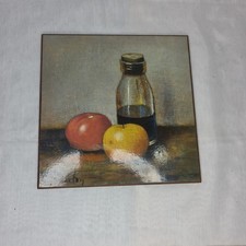 Vintage Henk Bos Litho Friut Art Picture Hot Pad Wood Country Cottage  picture