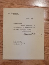 RARE  Herbert Hoover HAND SIGNED Official White House 1933 letter - AS PRESIDENT picture