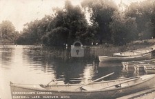 Greenshaw's Landing, Farewell Lake, Hanover MI Michigan RPPC Photo Postcard COPY picture