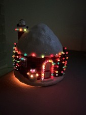 Vintage 1970’s hand-painted ceramic Christmas igloo light-up snow house picture