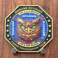FBI Newark Division Crisis Negotiation Team Owl Octagon Challenge Coin  M#21 picture