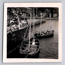 1951 Training Ship Arethusa Boys Moored Boats Vintage B&W Photo Snapshot picture
