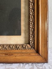 Antique Eastlake Walnut Picture Frame Carved Gesso Liner Oval Mat Glass 16x20 picture