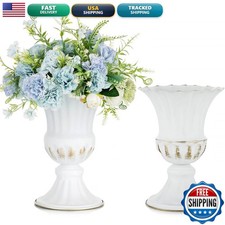 Sziqiqi White Metal Vase 2Pcs Centerpiece Table Flower Arrangements picture