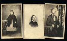 Lot of 3 Civil War Era Family CDV Wisconsin Photographer Man Woman & Girl 1860s picture
