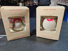 1981 Hallmark Keepsake 25 Years Together Glass Christmas Ornament QX707-5 Boxed picture