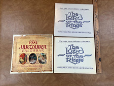 1981 J.R.R Tolkien Calendar JRR Hobbit Lord of the Rings Silver Lot of 2 picture
