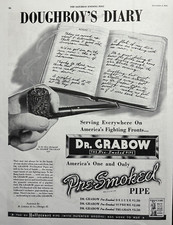 1943 Dr Grabow Pre Smoked Pipe WWII Doughboys Diary Fighting Fronts VTG Print Ad picture