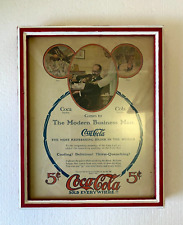 Old Vintage Framed Rare Coca-Cola Poster 5 Cents Bottle Frame Size - 15