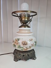 Vintage Floral Hurricane Lamp 1973 picture