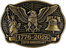USA 250th Anniversary Vintage Rodeo Western Belt Buckle, Eagle 1776 picture