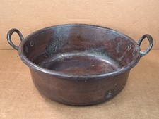 Large Vtg Copper Basin Preserving Pan Double Loop Handles 15