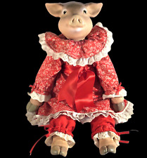 PIG IN DRESS DOLL RED AND WHITE WANGS INTERNATIONAL 22 INCH FARM ANIMAL VINTAGE picture
