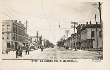 State St., looking north, Lockport, IL Illinois 1908 RPPC Photo Postcard Copy picture