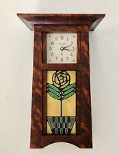 Made in USA Schlabaugh & Sons Arts & Crafts Shelf Clock Motawi Tile Oak 14.5” picture