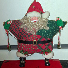 Coyne's Inc. Star-Shaped Santa Claus Plaid Fabric Plush 3D Effect 1994 picture