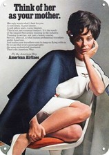 1968 AMERICAN AIRLINES Sexy Stewardess Mother DECORATIVE REPLICA METAL SIGN picture