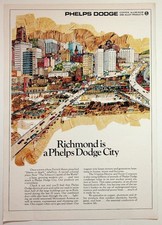 Vintage Phelps Dodge Richmond VA Cityscape Magazine Ad 1970s picture