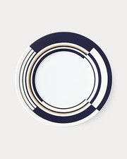 Ralph Lauren Peyton Salad Plate Blue Geometric Block Stripe Porcelain *Set Of 4* picture