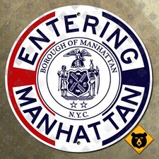 New York City Entering Manhattan limit welcome highway road street sign 12x12 picture