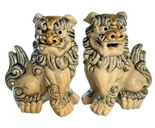 Vintage Okinawan Lion Guardian Shisa Statues - Wards Off Evil Spirits Good Luck picture