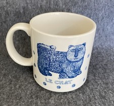 Vintage Le Chat Cat Mug 1984 Taylor & Ng Blue White Ceramic Japan Coffee Cup picture