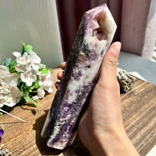 840g Natural purple Druzy Sphalerite quartz crystal Tower display Healing picture
