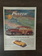 Vintage 1946 Pontiac Silver Streak Station Wagon Convertible Coupe Full Page Ad picture