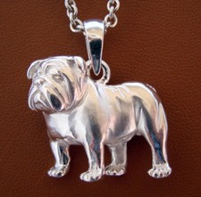 Large Sterling Silver Bulldog English Bulldog Standing Study Pendant picture