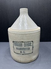 Antique QUIRN BROS Stoneware Pottery Whisky JUG  2 Gallon MANCHESTER N.H picture