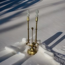 Vintge Stiffel Brass Double Bulb Pull Chain Lamp No Shade picture