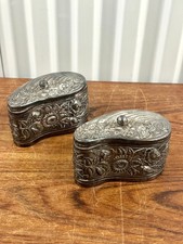 Pair Victorian Repoussé Kidney-Shaped Dresser Boxes by the Derby Silver Co. picture