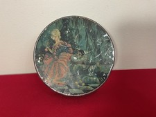 Vintage Tindeco Co Round Metal Tin Romantic Victorian Couple Lute Garden Scene picture