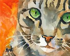 Tabby Cat Art Print from Painting | Cat Gifts | Poster Picture, Mom, Dad 8x10 picture